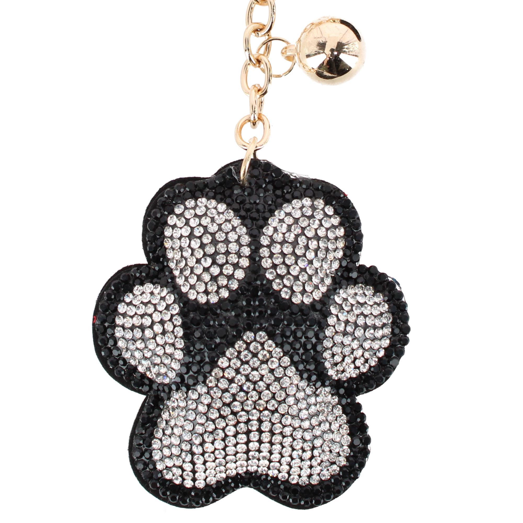 CTM Women's Rhineston Dog Paw Bag Charm & Key Chain