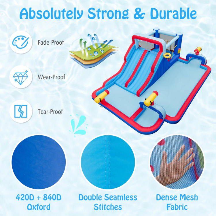 Hivvago Inflatable Bounce House with 2 Water Slides and 3 Water Cannons With 680W Blower