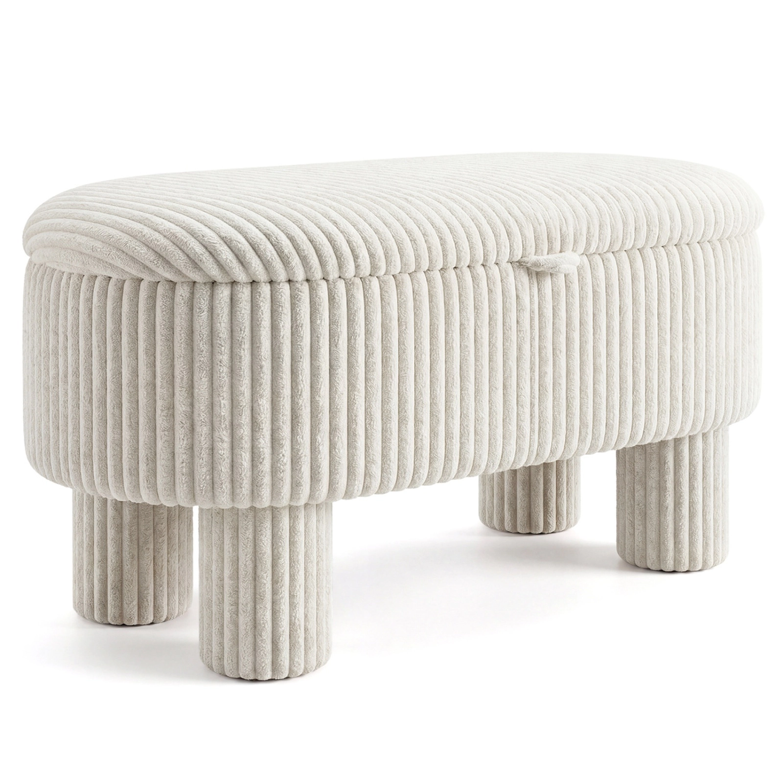 SUGIFT 42-in Corduroy Upholstered Storage Ottoman Bench Hidden Compartment 400-lb Seat Capacity 110-lb Compartment