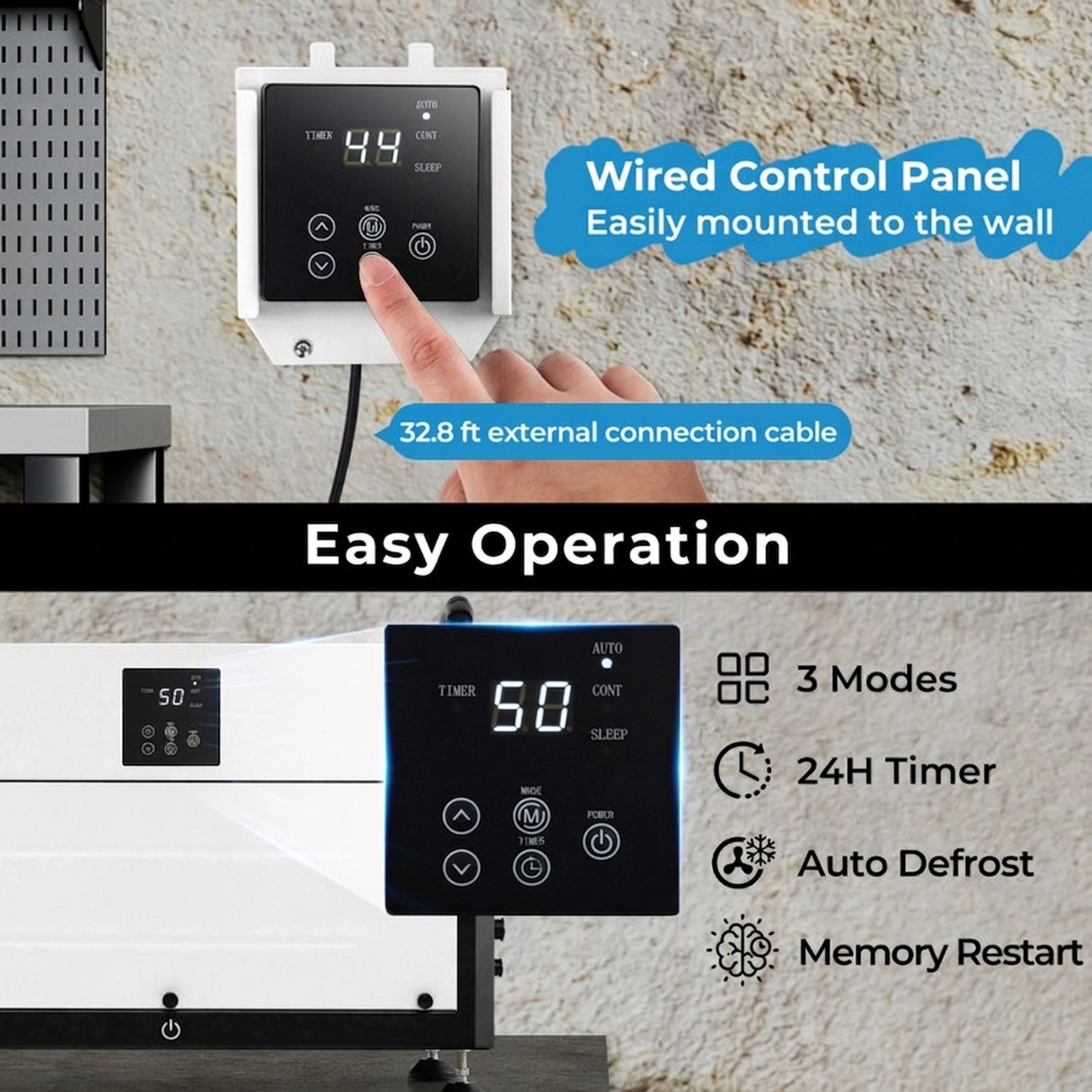 SUGIFT White 1900-Sq-Ft 155-Pint Crawl Space Dehumidifier with 3 Modes and 24H Timer 23-in W 15-in D 14-in H