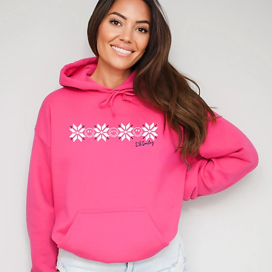 Simply Sage Market - Women's Graphic Hoodie - S.W.Smiley Snowflakes Row