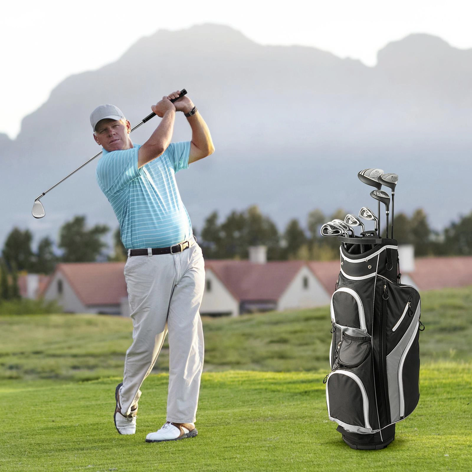 SUGIFT 9-Piece Complete Men’s Golf Club Set with Lightweight Carbon Shafts and Soft TPR Grips Gray/Navy