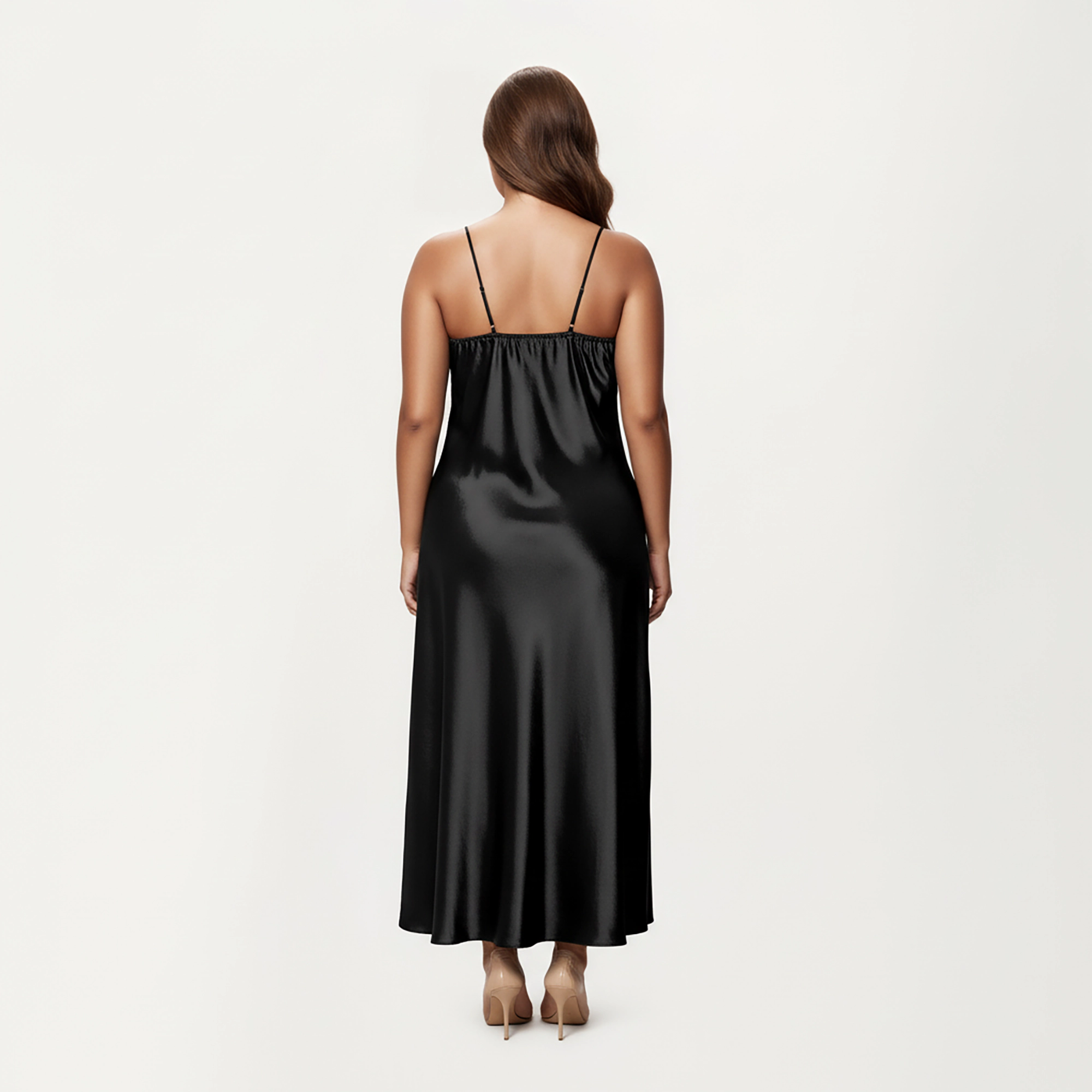 Anna-Kaci Women's Plus Satin Robe and Slip Set with Smooth Draping Fabric Elegant Silhouette