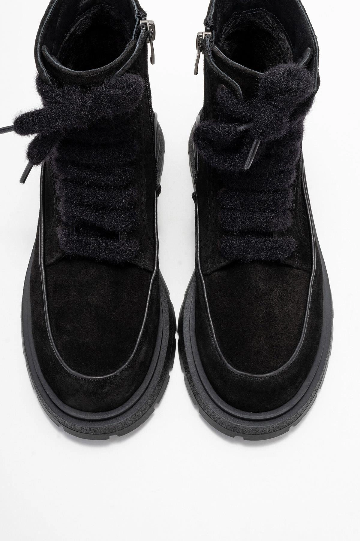 Forever & Always Womens Mina Leather Combat Boots