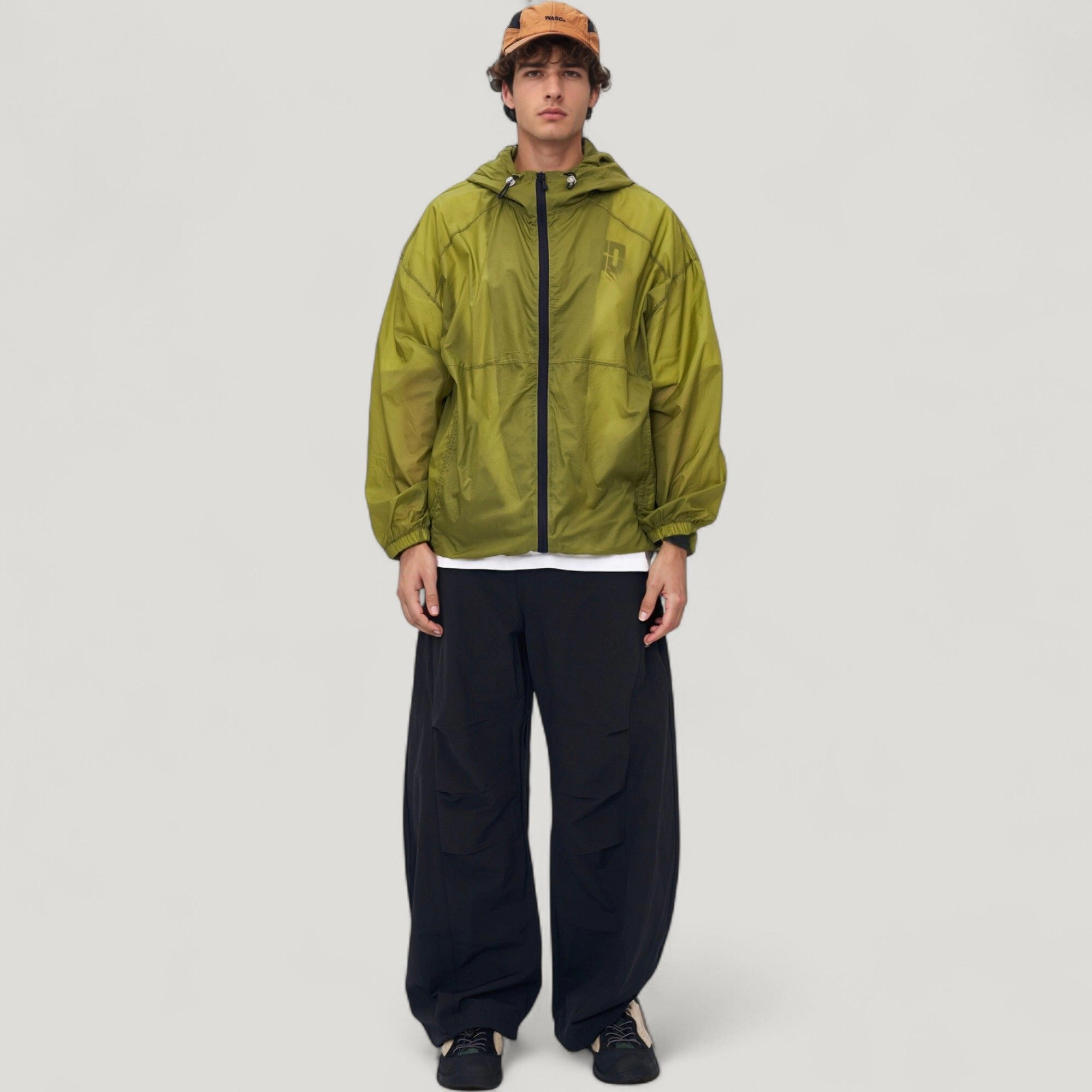 Anna-Kaci Men's Lightweight Hooded Zip-Up Windbreaker Jacket with Elastic Cuffs