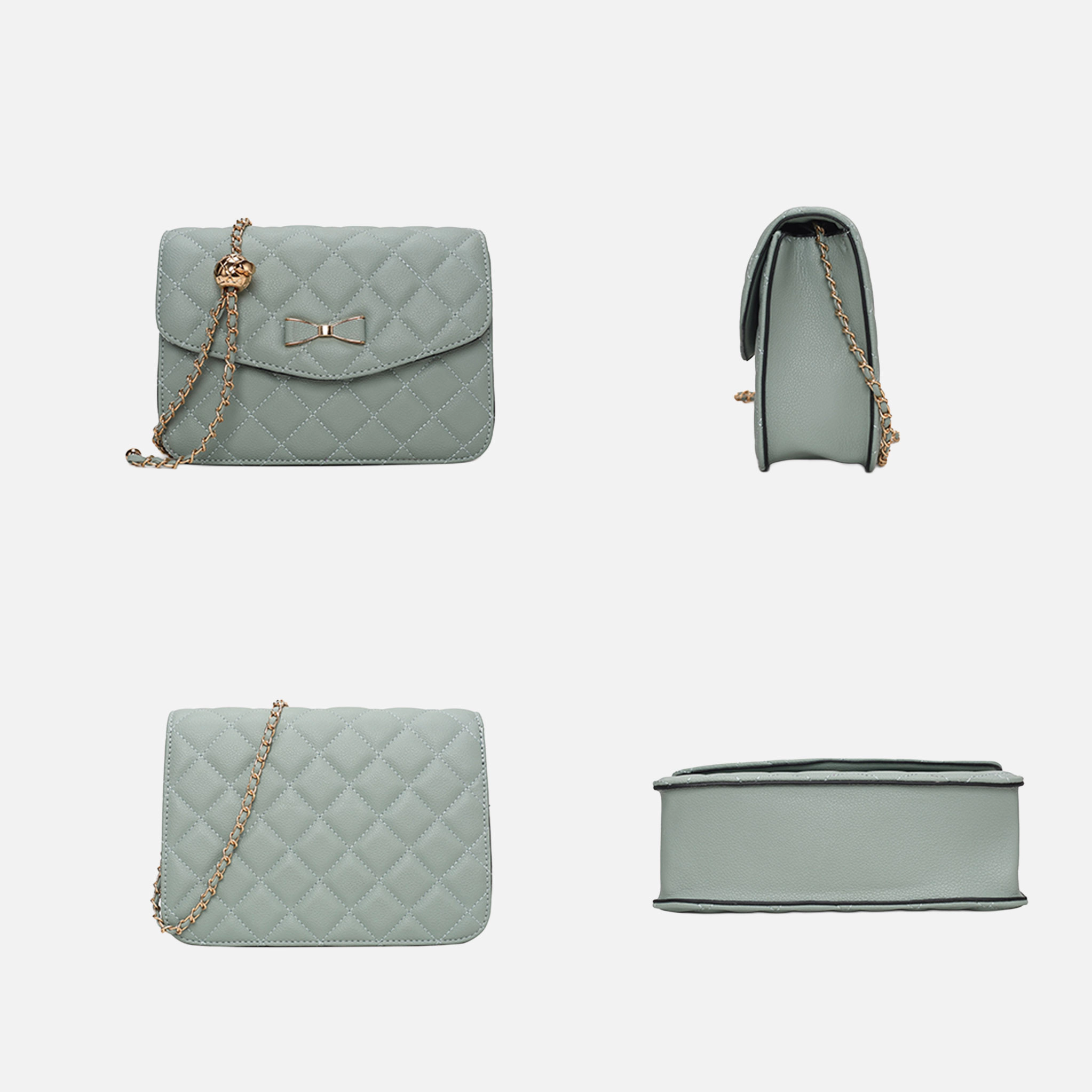 Mia K Collection Blossom Quilted Vegan Leather Shoulder Bag Set - Large + Mini, Gold-Tone Hardware