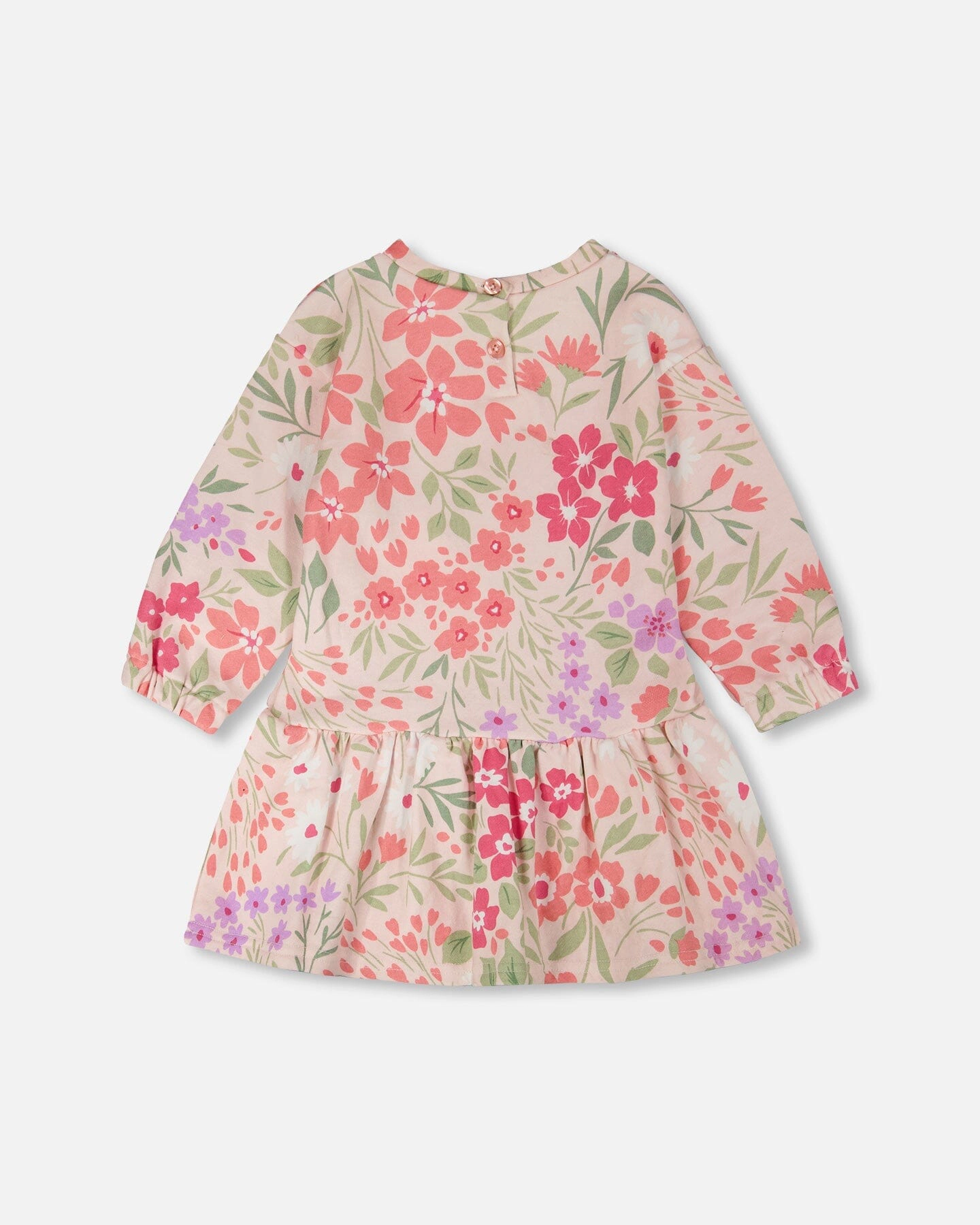 Deux par Girls French Terry Dress Pink Printed Flowers