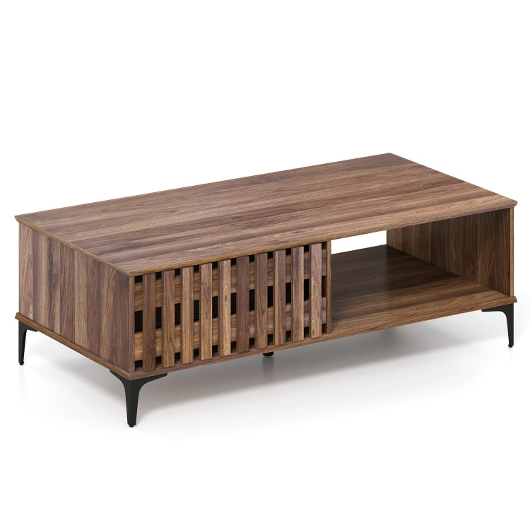 Hivvago 47 Inches Mid Century Coffee Table Farmhouse Wooden Center Table