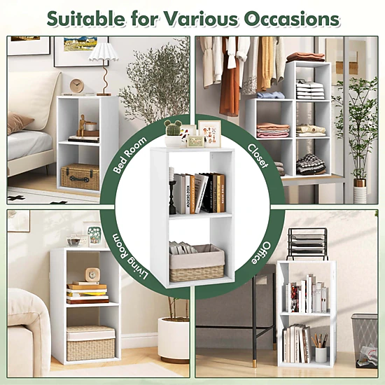 Costway 2-Cube Bookcase Open Back Bookshelf with Anti-tip Kit Modern Style Organizer