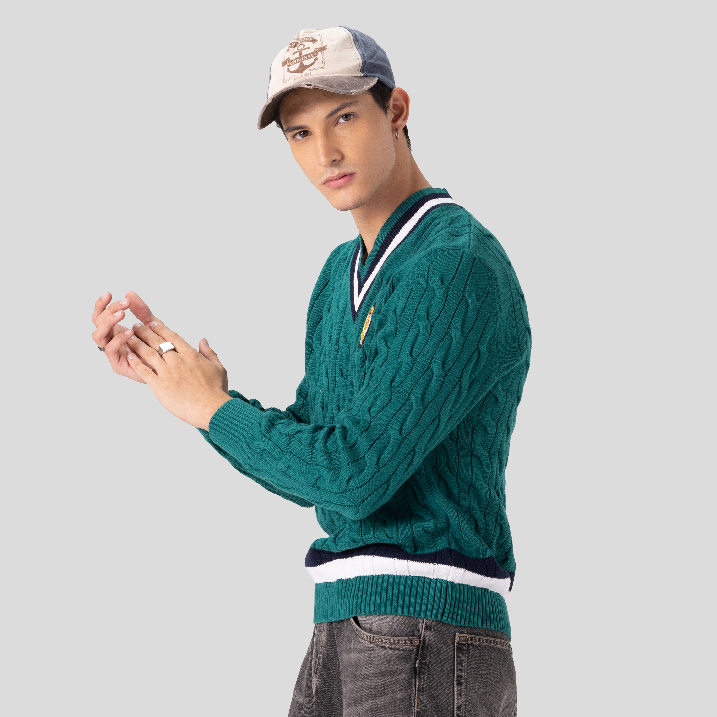 Members Only Men's Cable Knit Cricket Sweater