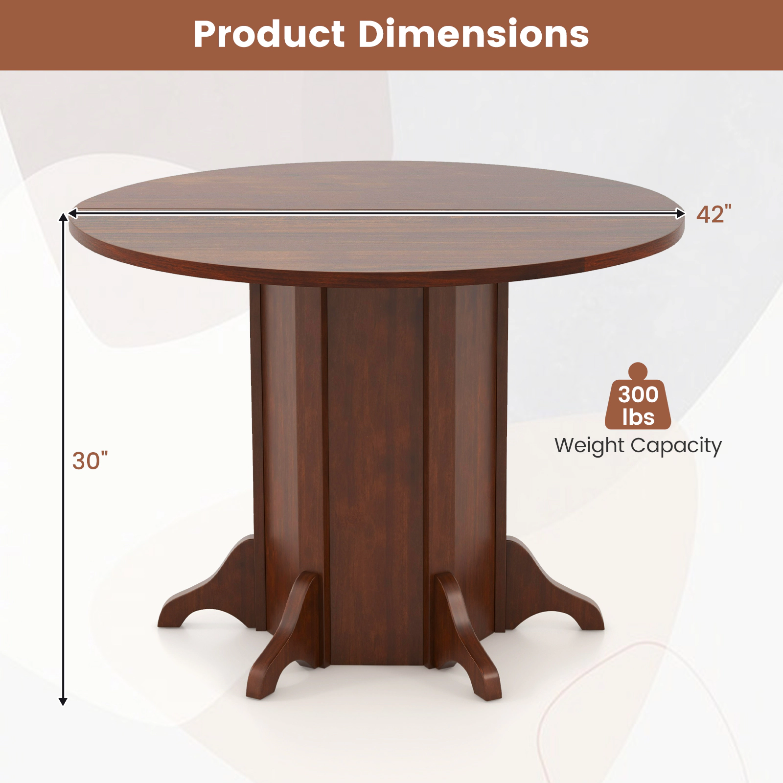 LJG Round Dining Table with Pedestal Base for 4-6 People