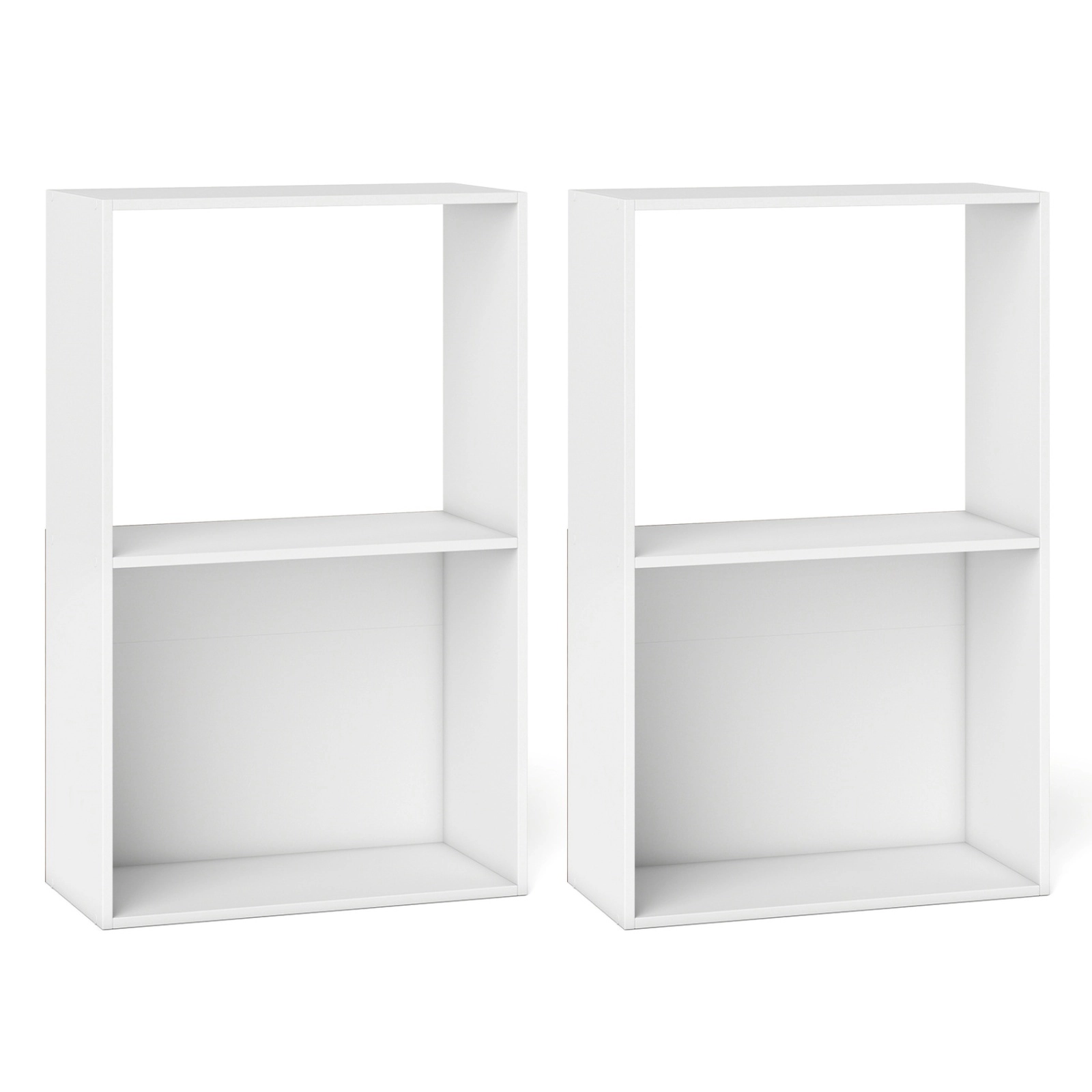 SUGIFT Set of 2 3-Tier White 31-in Narrow Open Display Bookshelf Nightstand with Anti-Toppling Kits