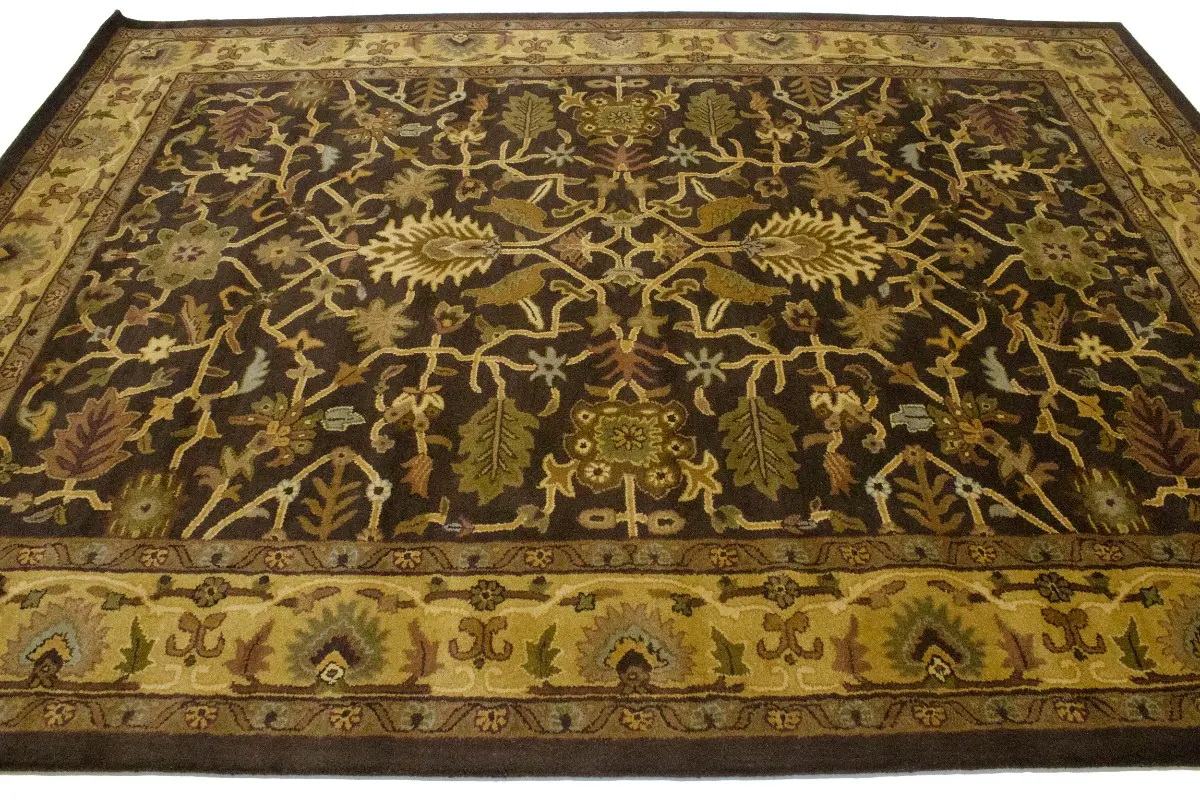 Magic Rugs 8'1 X 11'0 Dark Brown Hand-Tufted Floral Modern Wool Rug