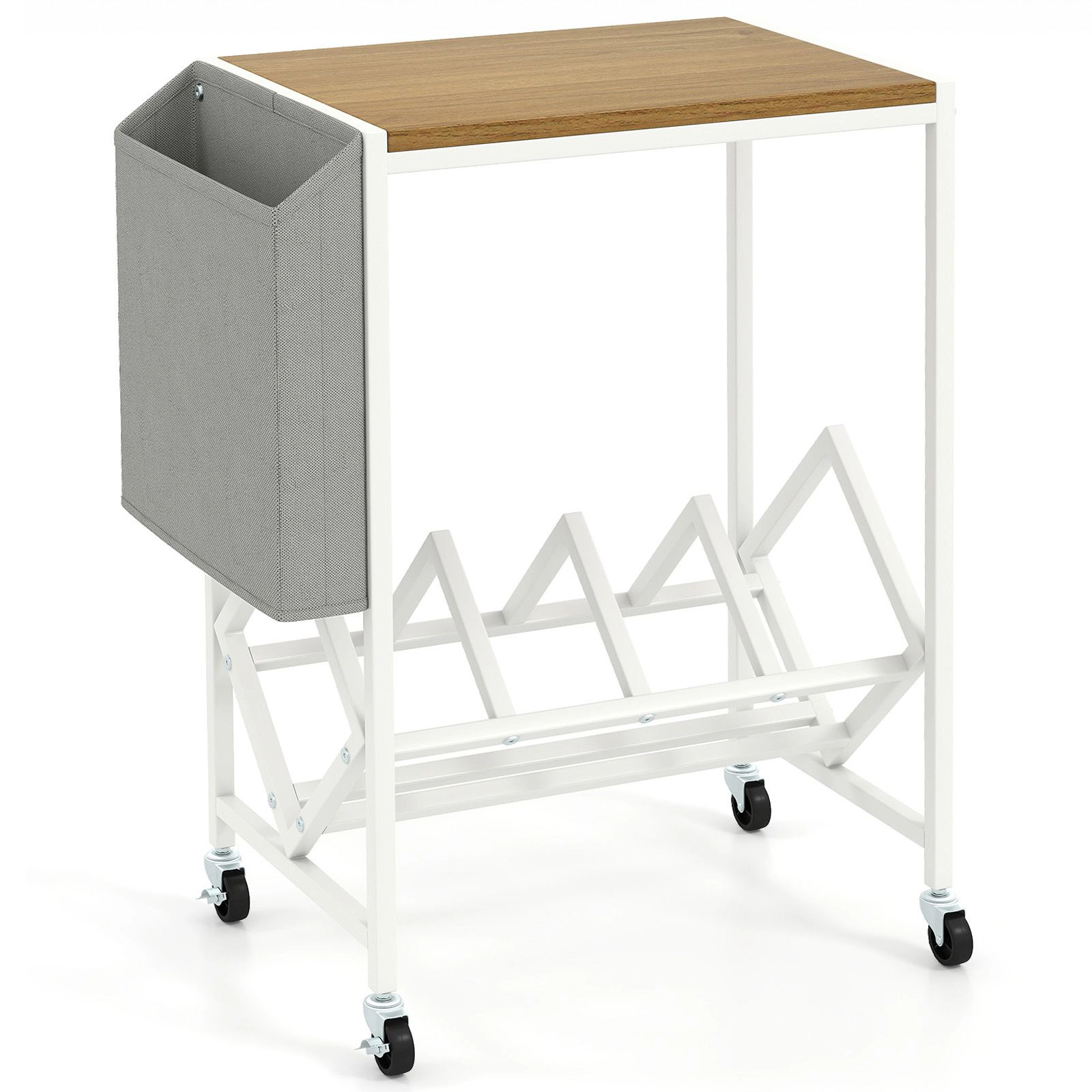 SlickBlue Vinyl Record Storage Stand with Rolling Wheels and Metal Frame