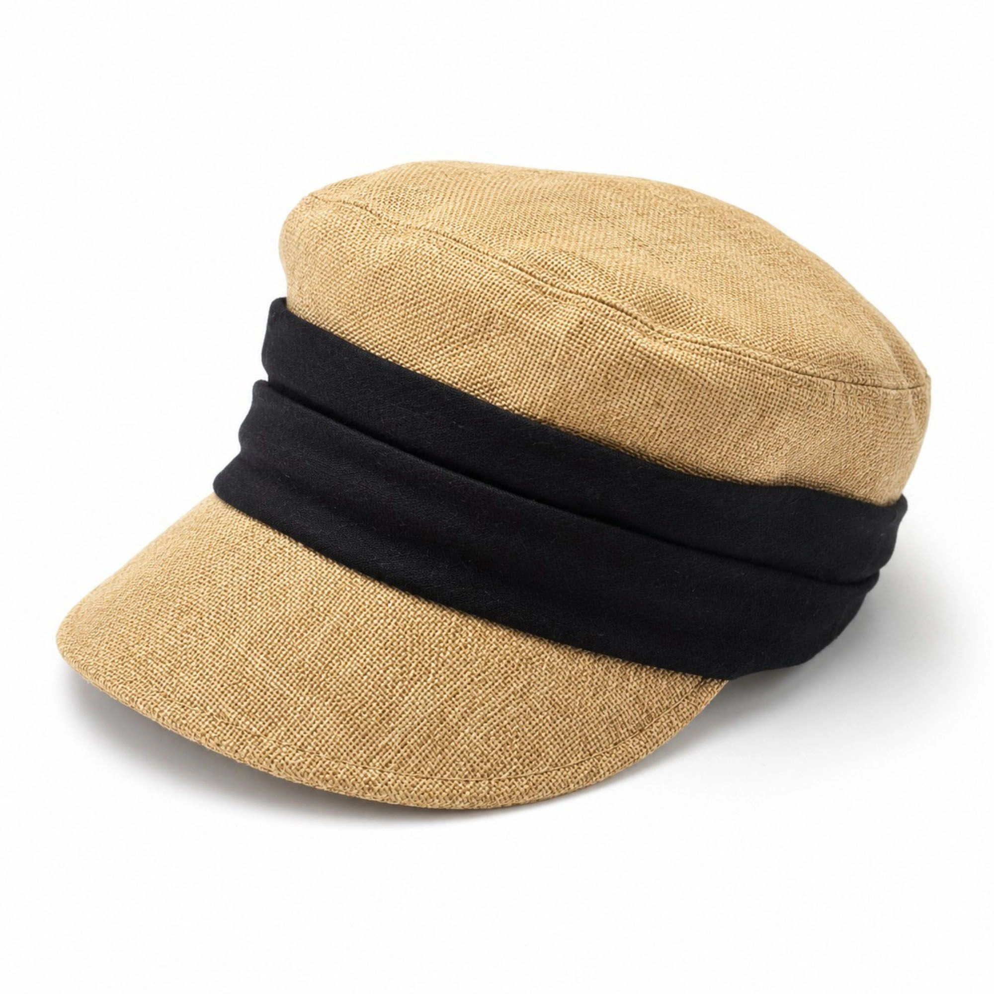Anna-Kaci Women's Woven Cadet Cap with Contrast Fabric Band and Short Brim