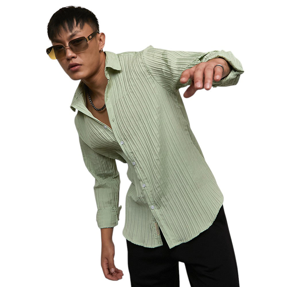 Self-Design Striped Shirt
