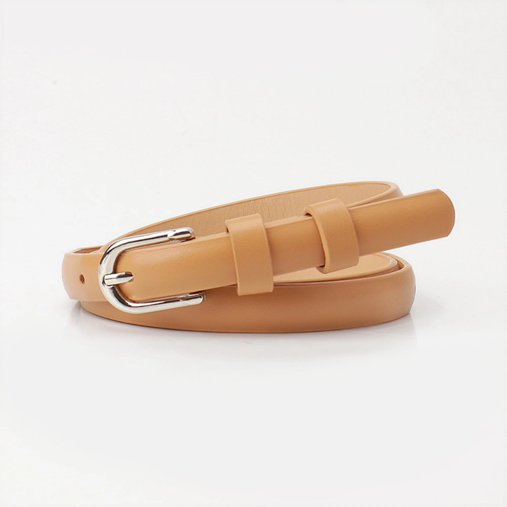 Wardrobe Whimsy Women Thin Leather Waist Belt with Buckle Fashion Skinny