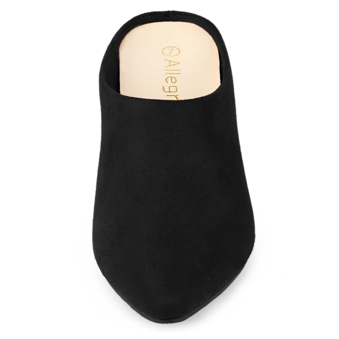 BLISSFUL STEP Women's Pointed Toe Slip-on Block Heel Slide Mules