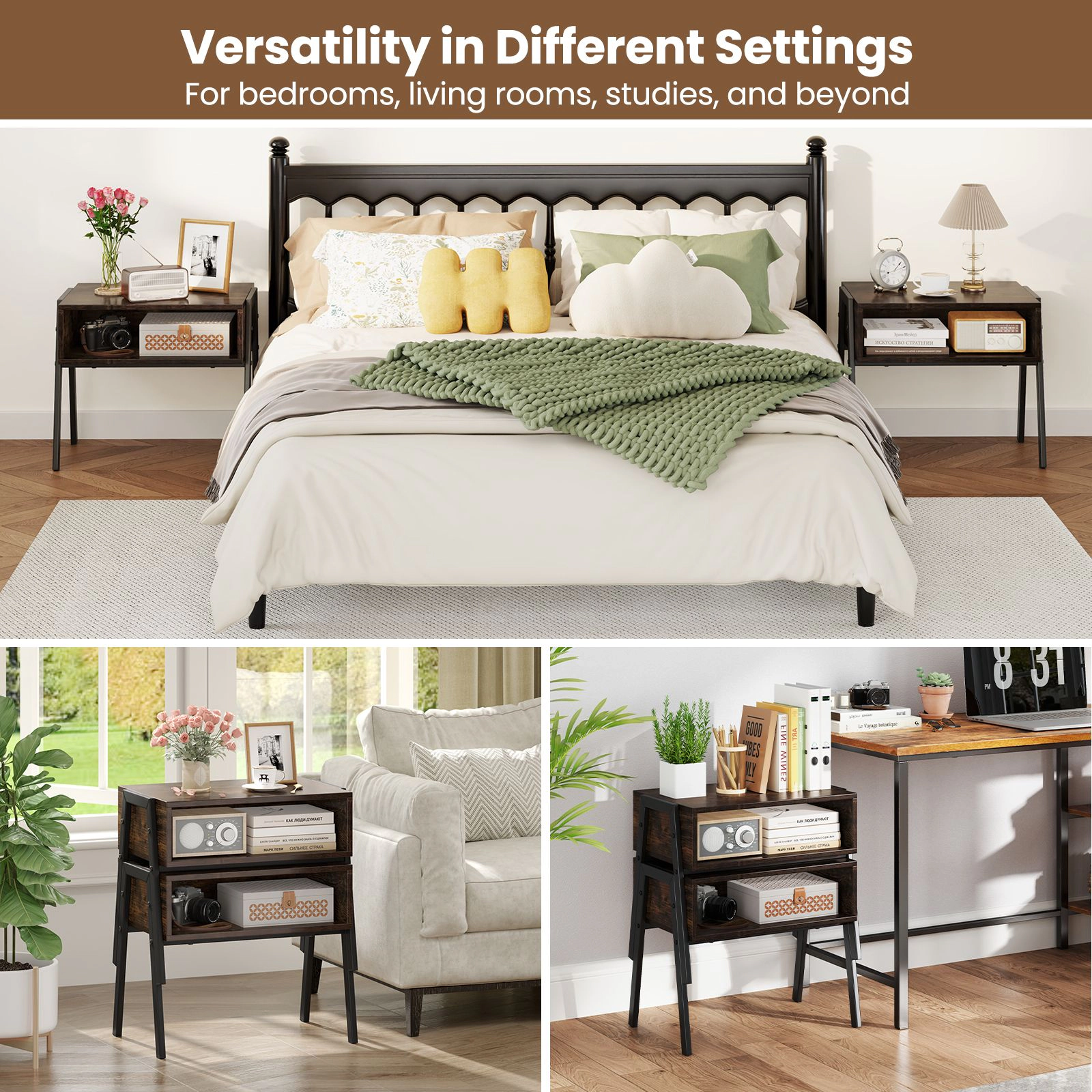 SlickBlue Two-Piece Stackable Nightstand Set