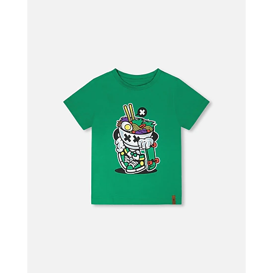 Deux par Deux Boys Organic Cotton Jersey Noodle and Skate Graphic Print T-Shirt