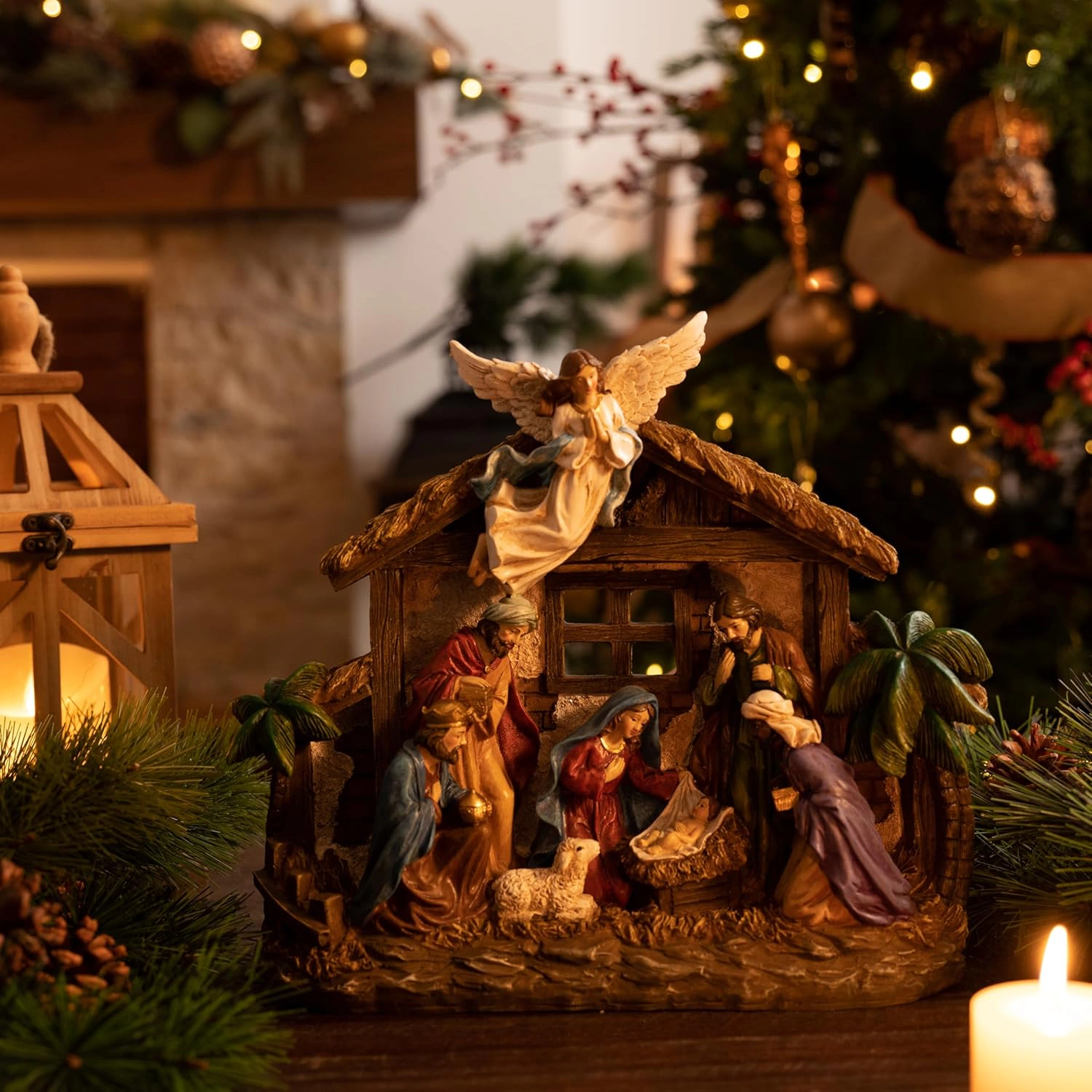 Artisan Haven Christmas Nativity Figurines with LED Lights