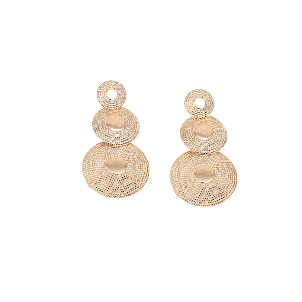 SOHI Women's Green Circular Gold-Tone Drop Earrings