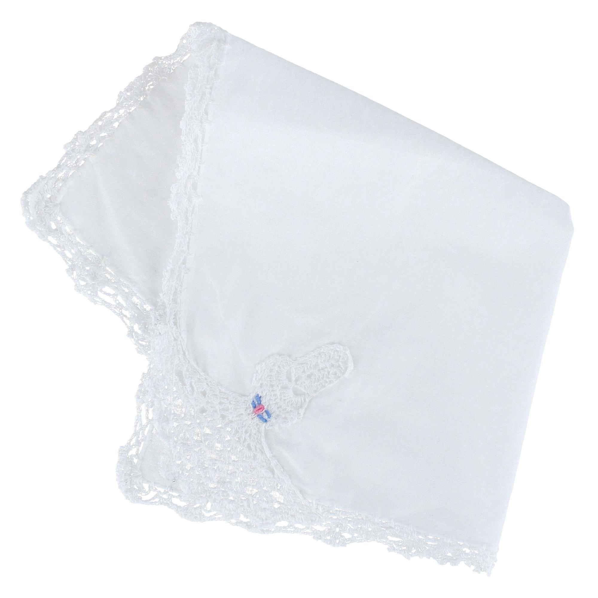 CTM Women's Cotton Crinoline Lady Lace Handkerchief