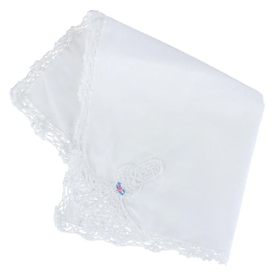 CTM® Women's Cotton Crinoline Lady Lace Handkerchief