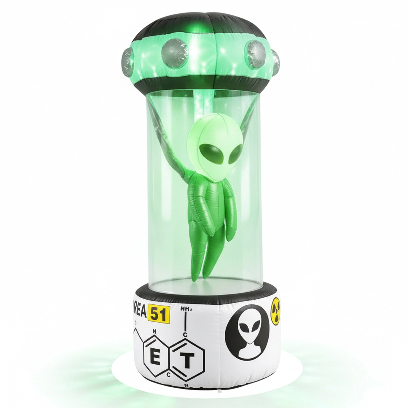 SUGIFT 7.4-ft Halloween Inflatable Alien with Rotating Flashing Green Lights White + Green