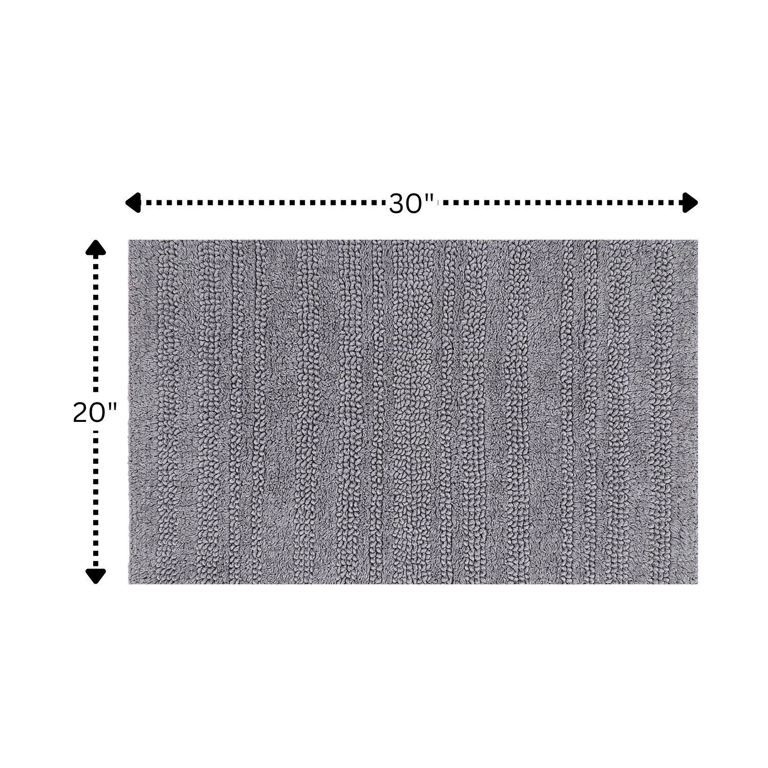 Knightsbridge Luscious Textu Striped All Season Soft Plush Cotton Reversible & Soft Bath Rug