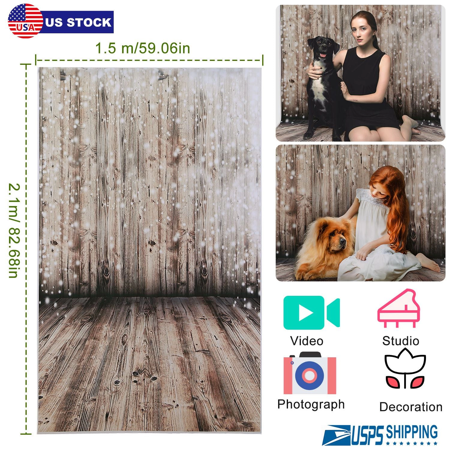 GBruno 5x7FT Wood Floor Photography Backdrop