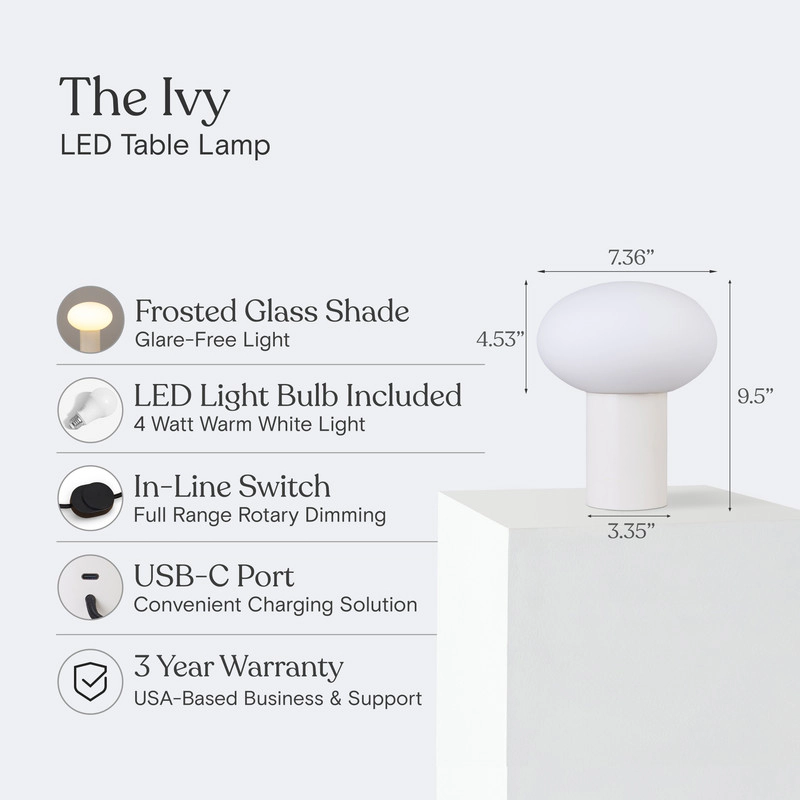 Brightech Ivy Glass Wood Desk Lamp