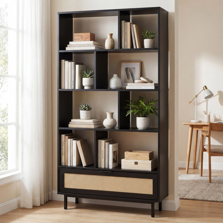 Hivvago 64 inch 6-Tier Tall Wooden Bookcase with 8 Open Cubes