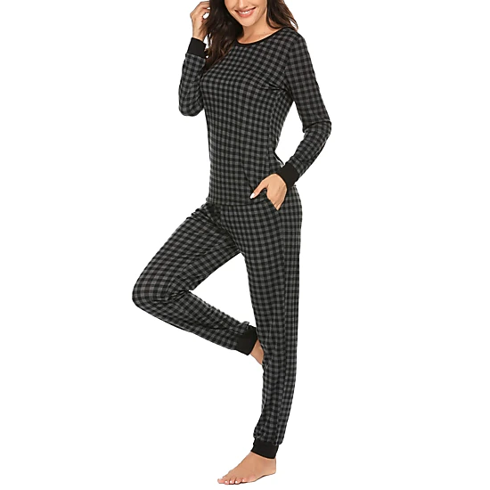 Ekouaer Womens Pajamas Sets Long Sleeve Tops with Jogger Pants Soft Pjs Lounge Set Outfits