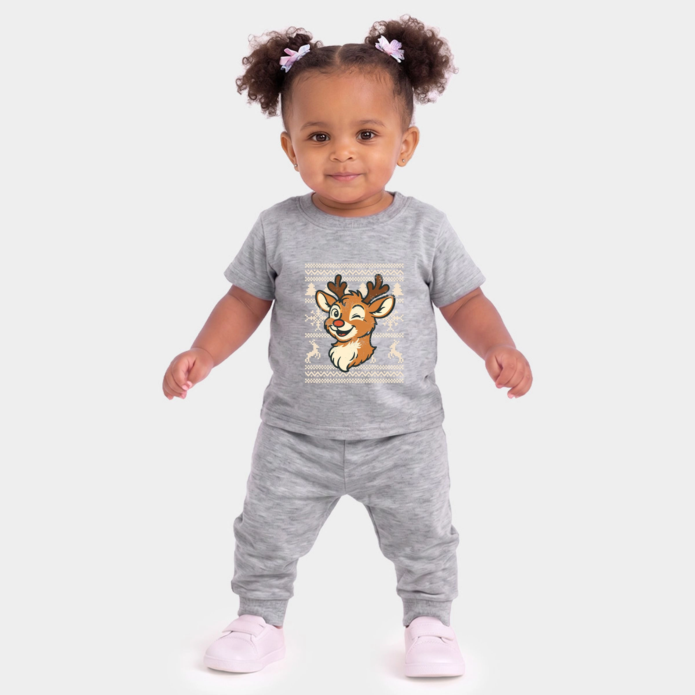 The Juniper Shop - Infant Jogger Pant Crew Set Ugly Sweater Reindeer