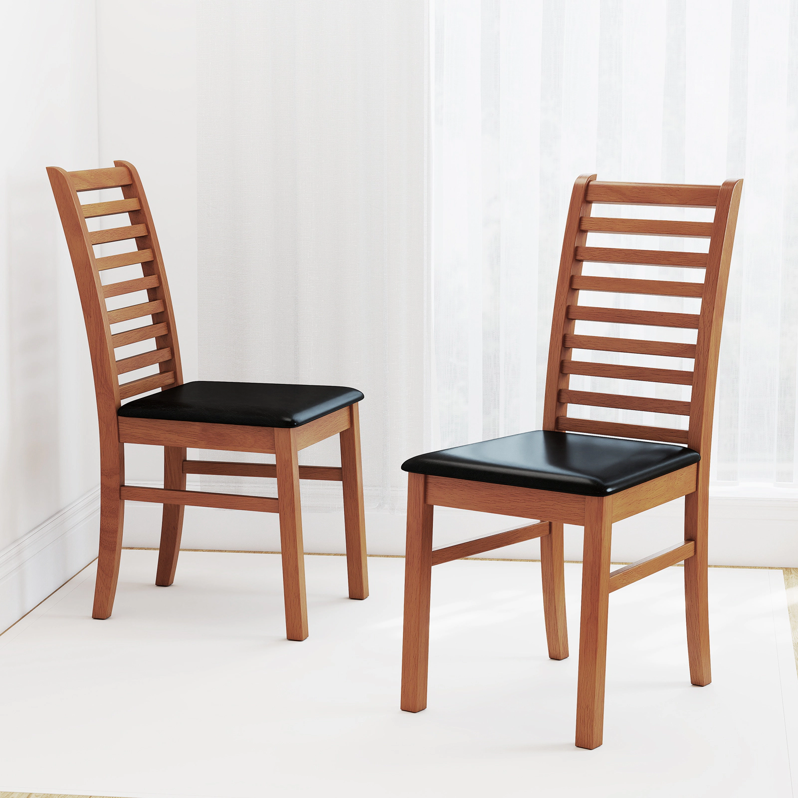 LJG Set of 2 Wooden Dining Chair with Rubber Wood Legs for Living Room