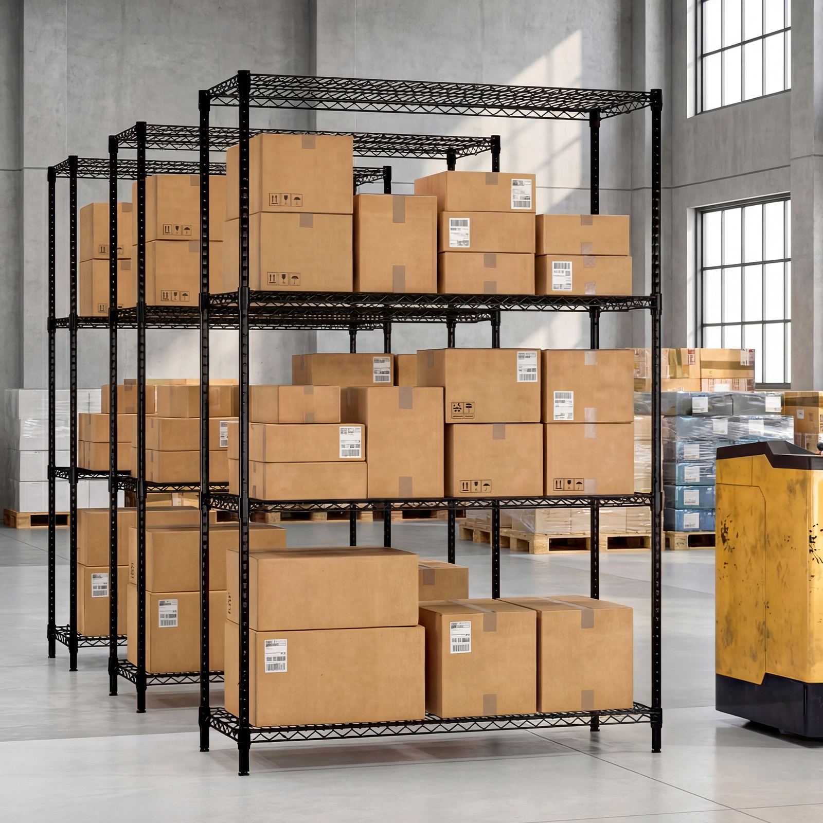 SUGIFT 4-Tier Adjustable Metal Storage Shelving Unit 3200-lb Total Capacity 800-lb Per Shelf Black