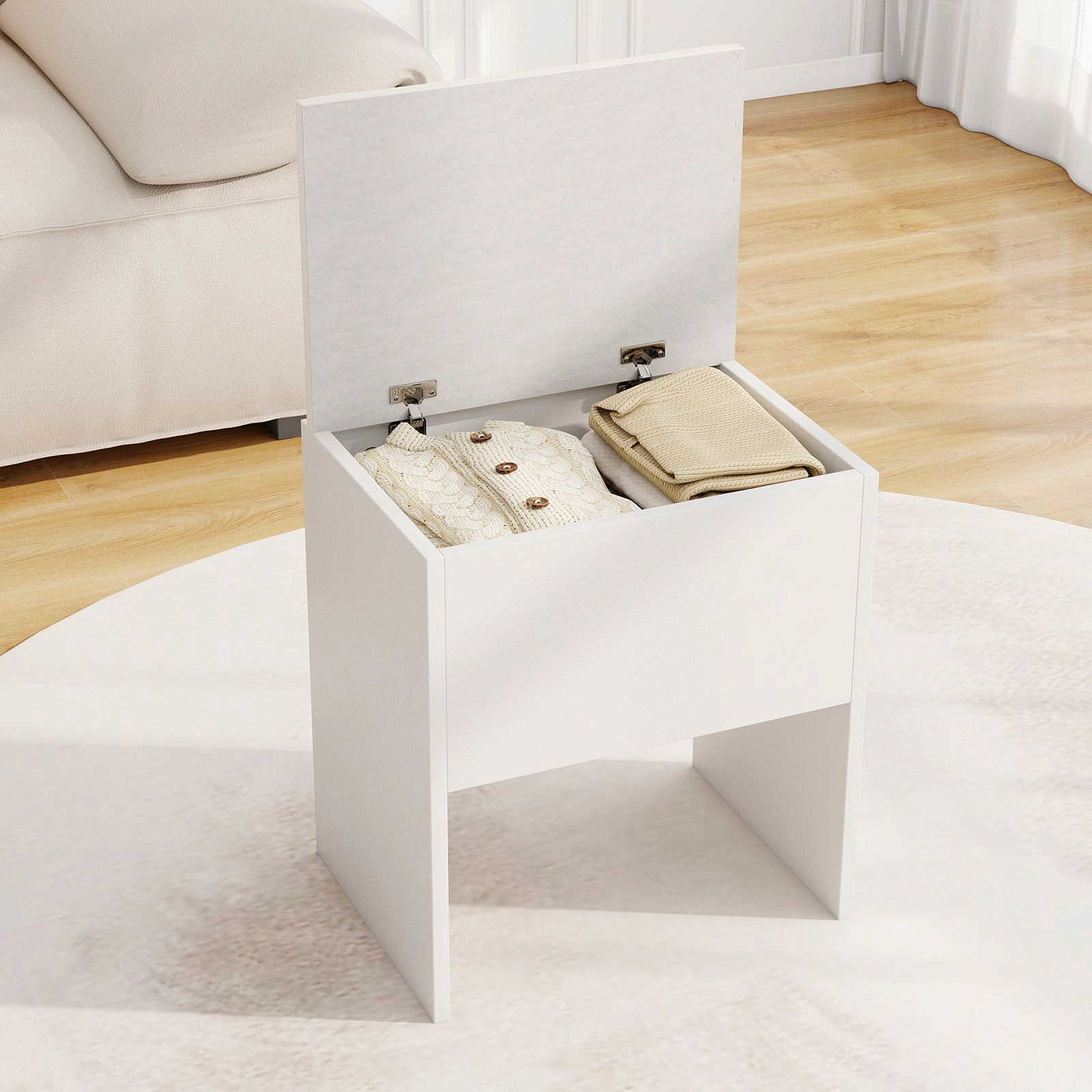 SlickBlue Storage Vanity Stool with Flip Top Seat and Hidden Compartment