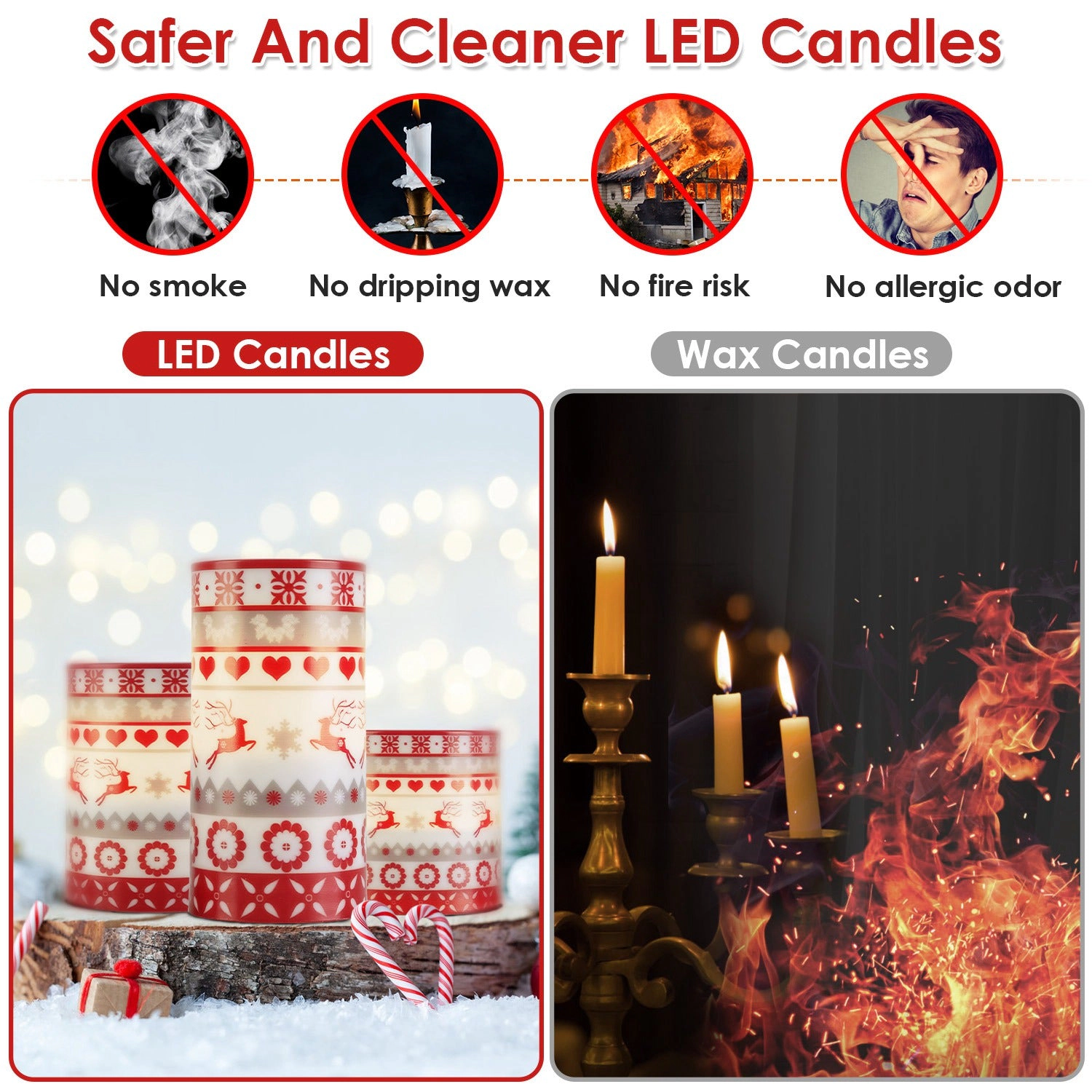 GBruno 3-Pc LED Deer Candles With Remote & Timer