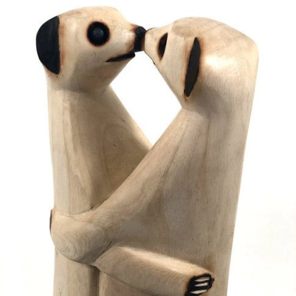 Mbare Hand Carved Standing Meerkat Lovers Pair