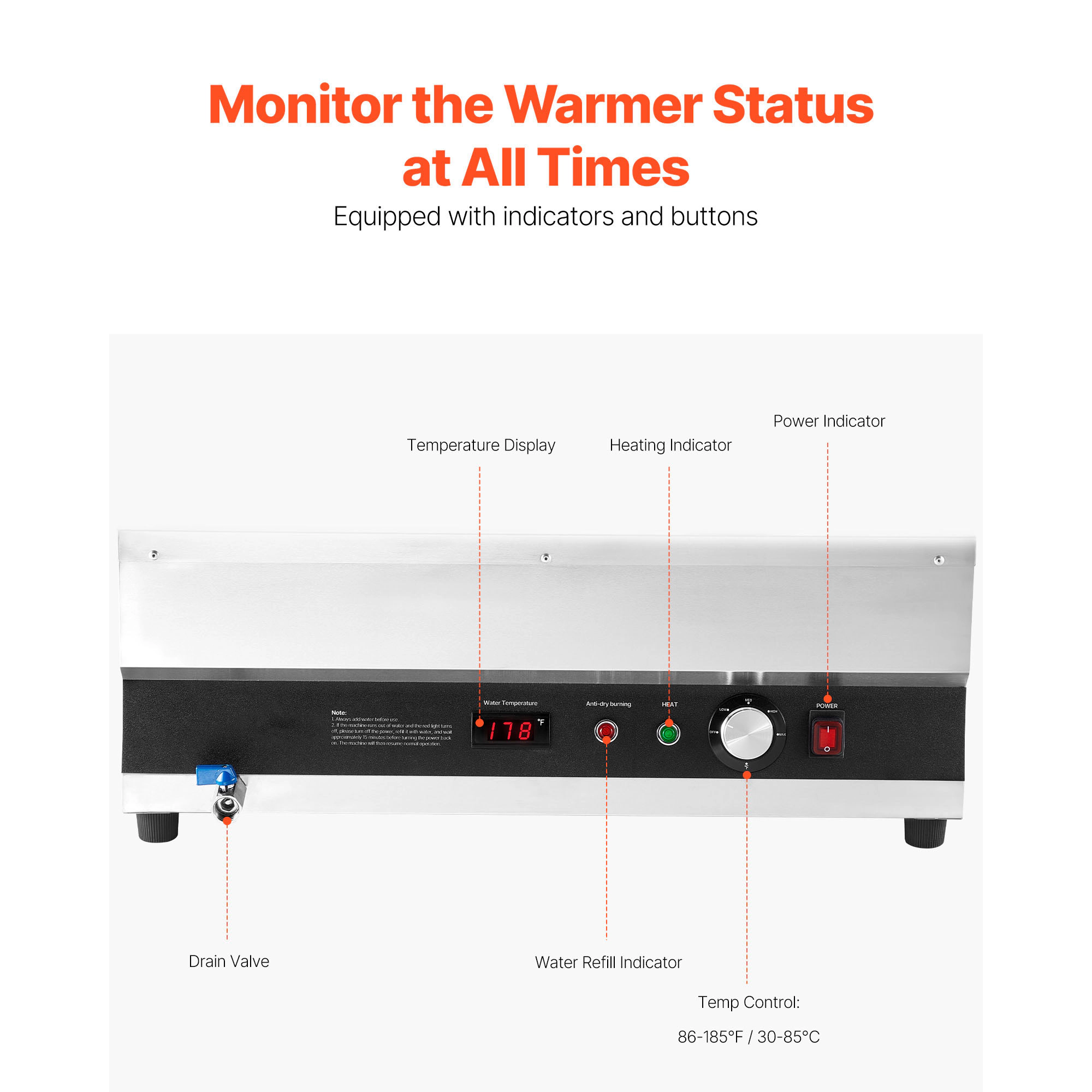 HONGGE Electric Soup Warmer Stainless Steel with Adjustable Commercial with Soup Station for Restaurant