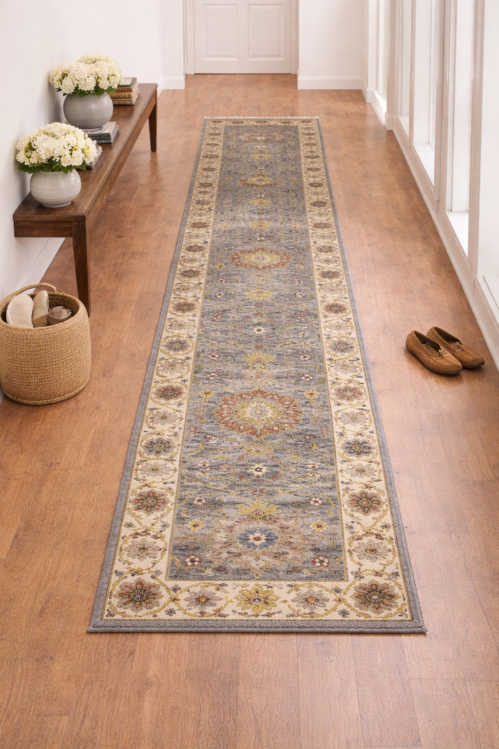Magic Rugs Blue-gray Floral Osh Chobi 2'5X12 Peshawar Oriental Runner Rug
