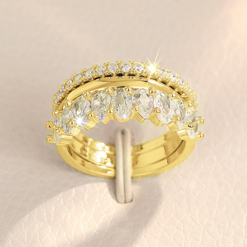 Women's Marquise Cubic Zirconia 2 Piece Stackable Wedding Band Ring Set