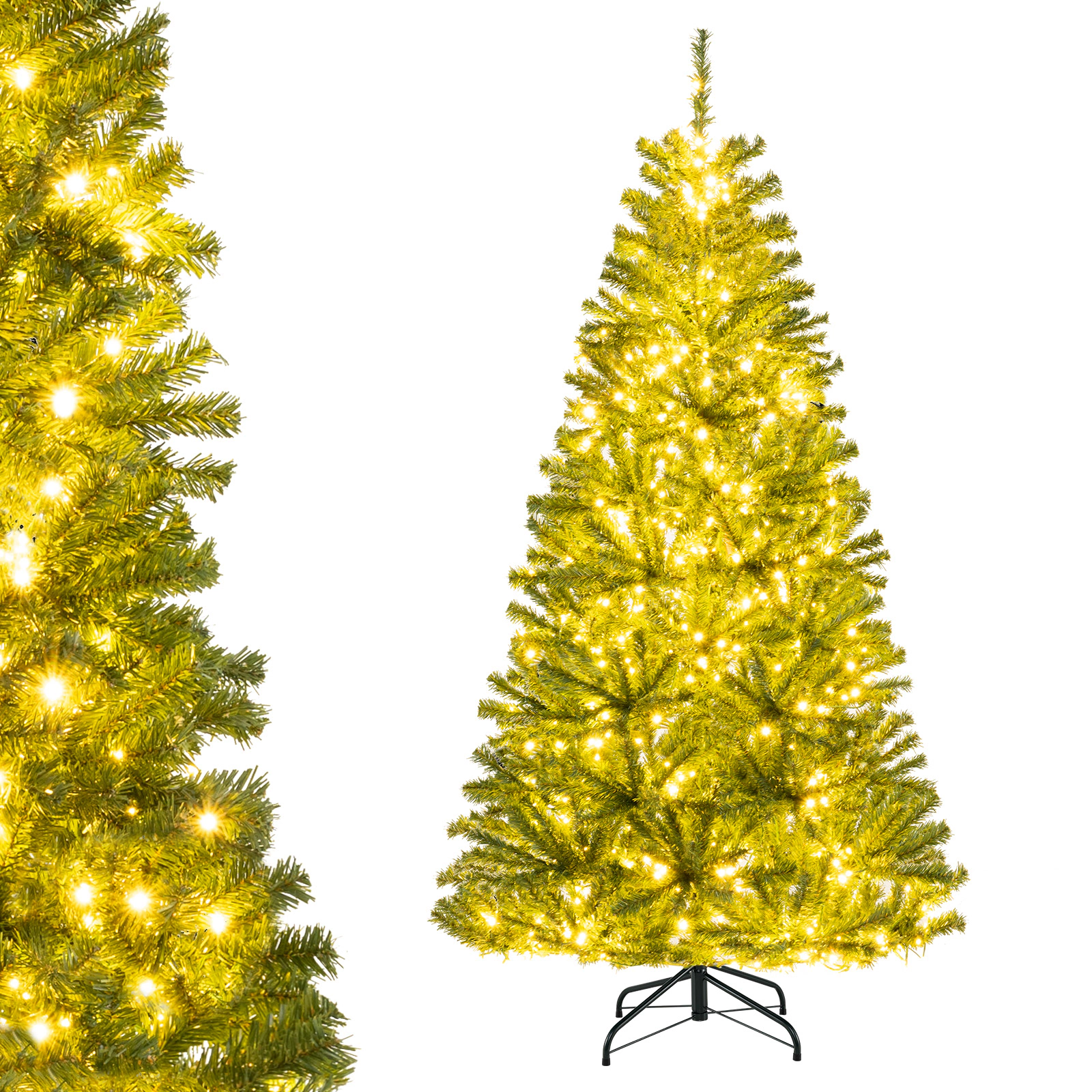 SUGIFT Pre-Lit Artificial Christmas Tree with Remote Control and LED Lights Green