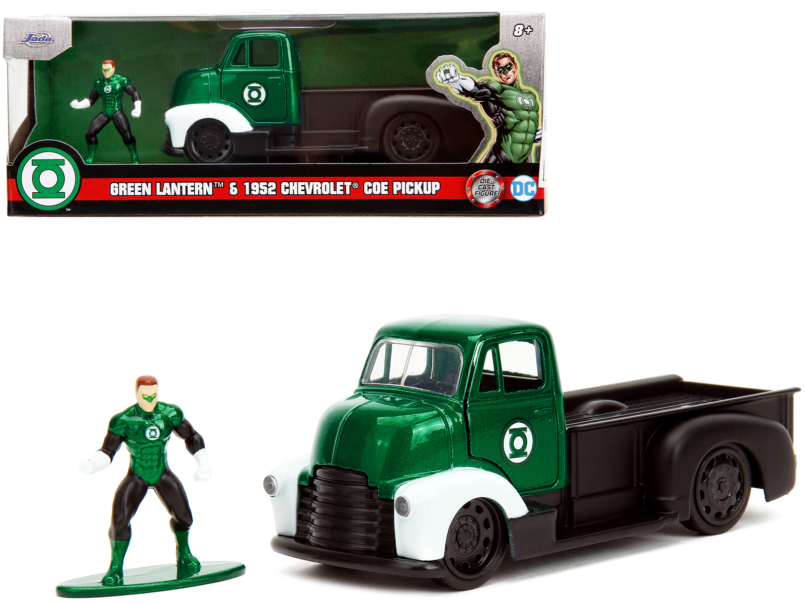 Jada 1952 Chevrolet COE Pickup Truck Green Metallic and Black and Green Lantern Diecast Figure "DC Comics"