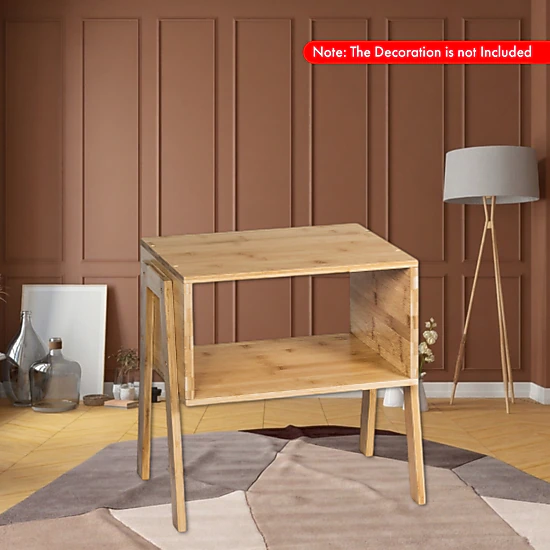 Hivvago Set of 2 Bamboo Side Tables with Storage Shelf – Versatile Nightstands for Sofa or Bedroom