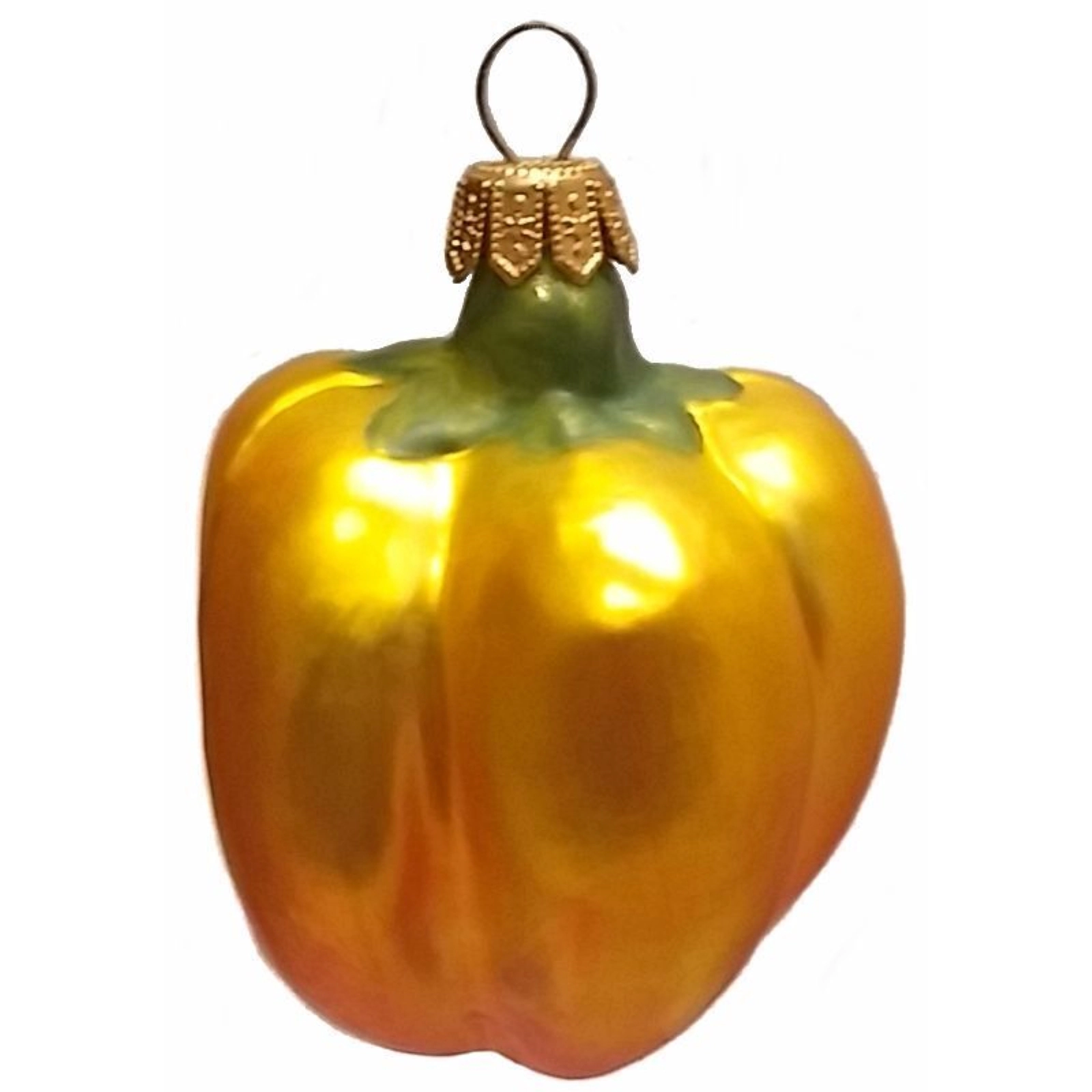 Pinnacle Peak Trading Company Half of a Yellow Bell Pepper Polish Glass Christmas Ornament Set of 2 Decoration