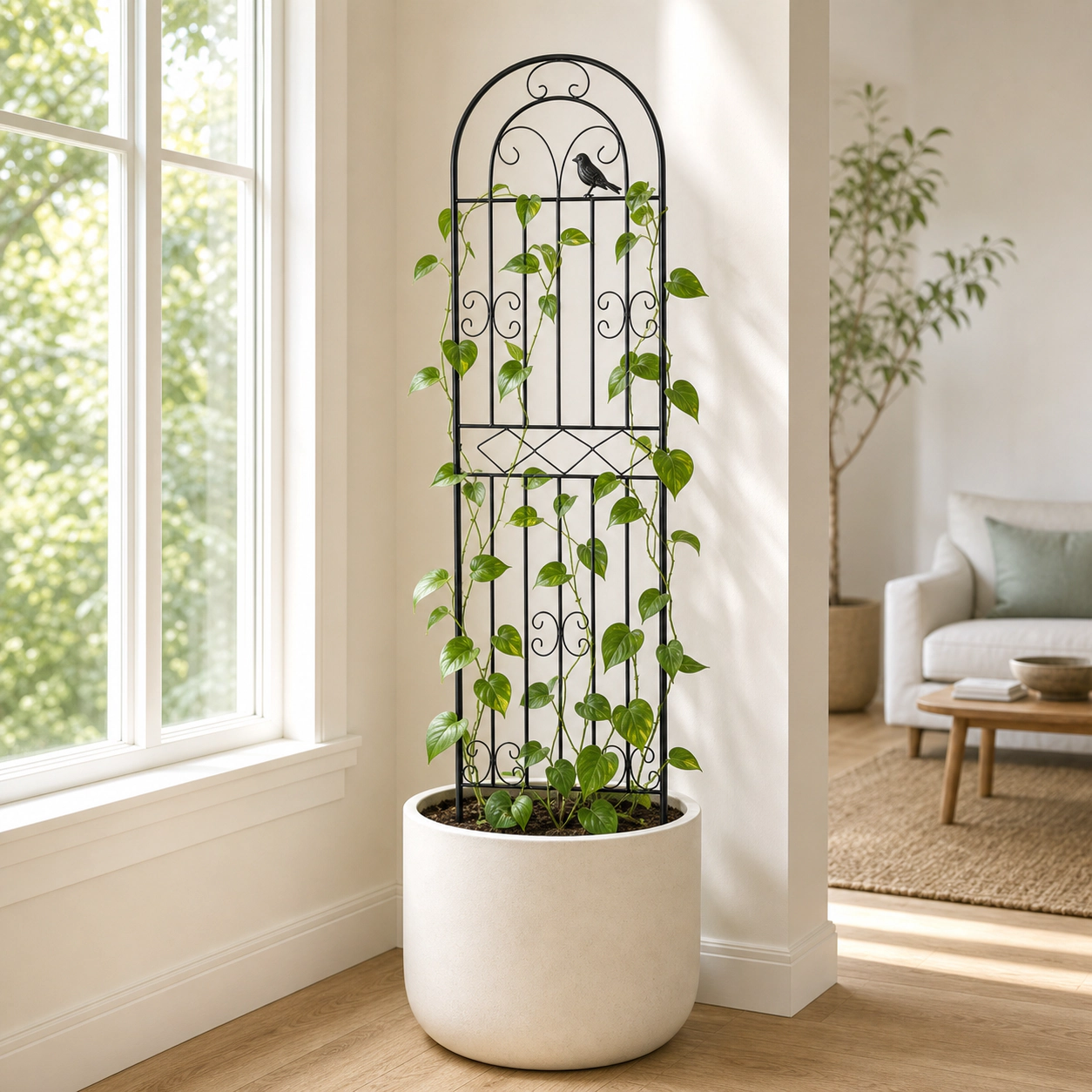 EP Light 70.8" H x 19.7" W Metal Garden Trellis with Black Coating