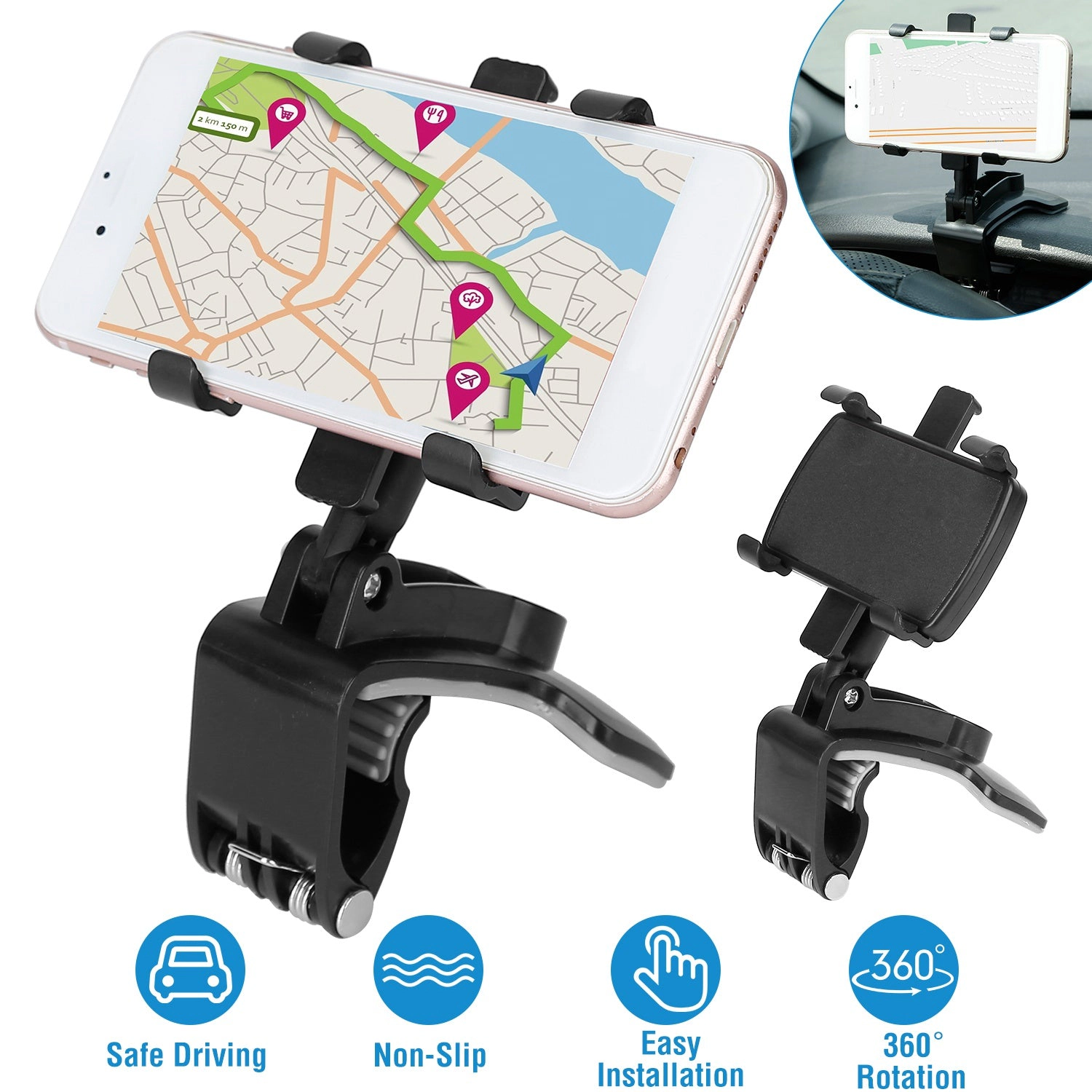 GBruno 360° Rotating Dashboard Phone Holder
