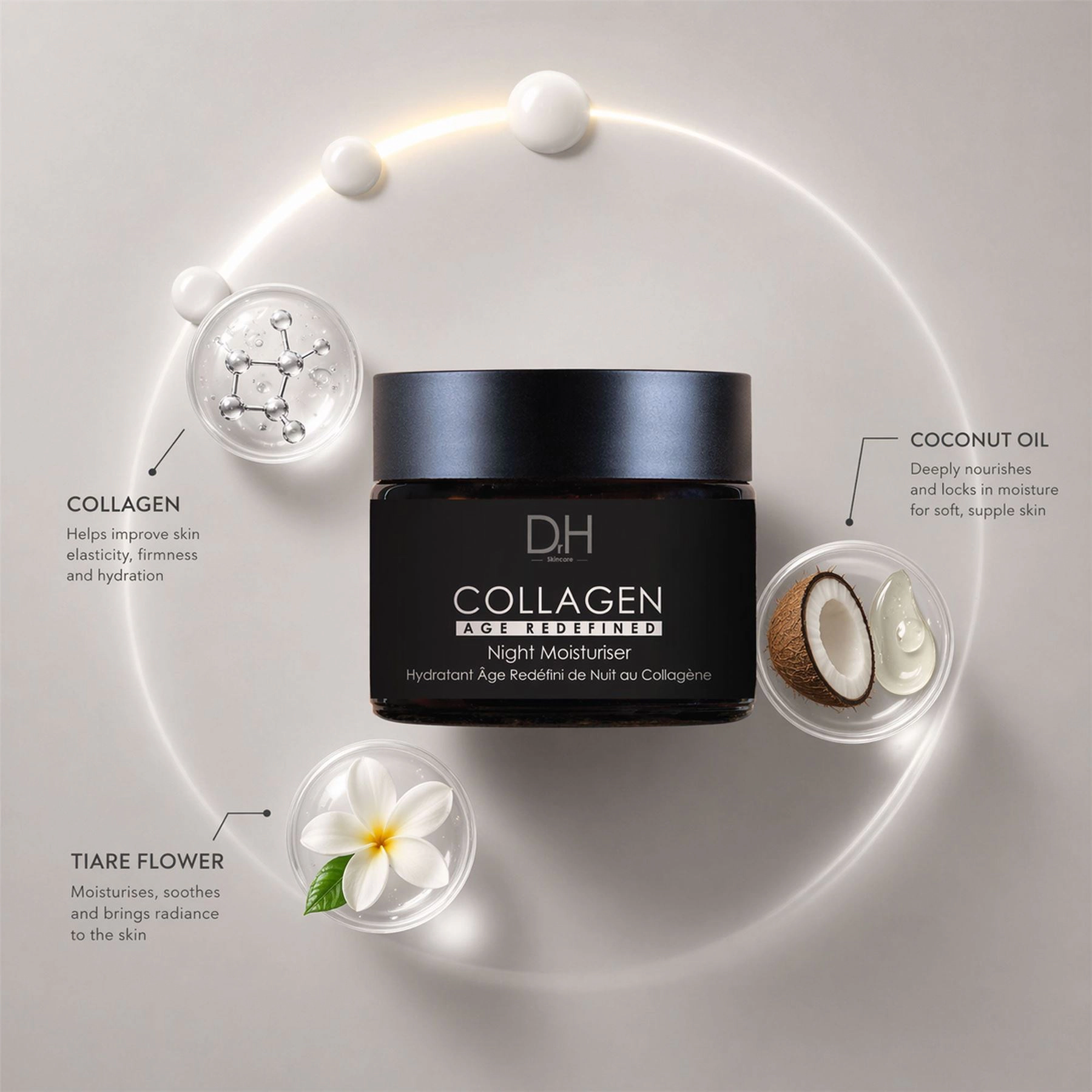 Dr H Collagen Anti-Ageing Night Moisturiser 60 ml - Firming Anti-Age Night Cream